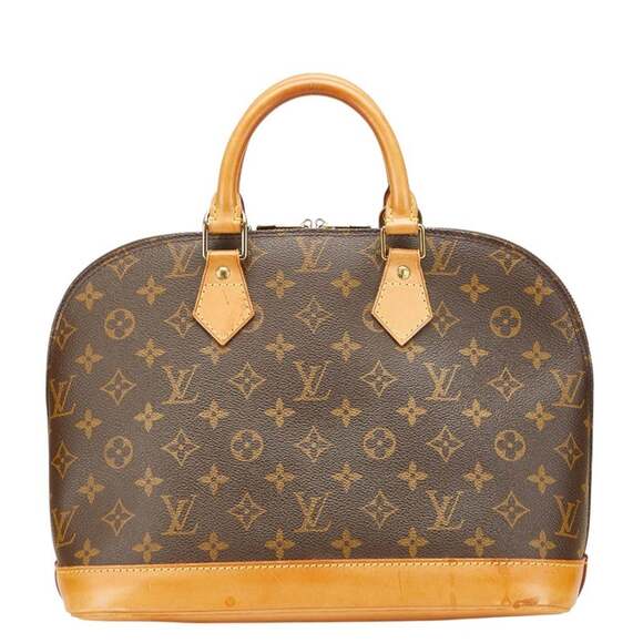 LOUIS VUITTON Authentic Brown Monogram Leather Alma PM Bag